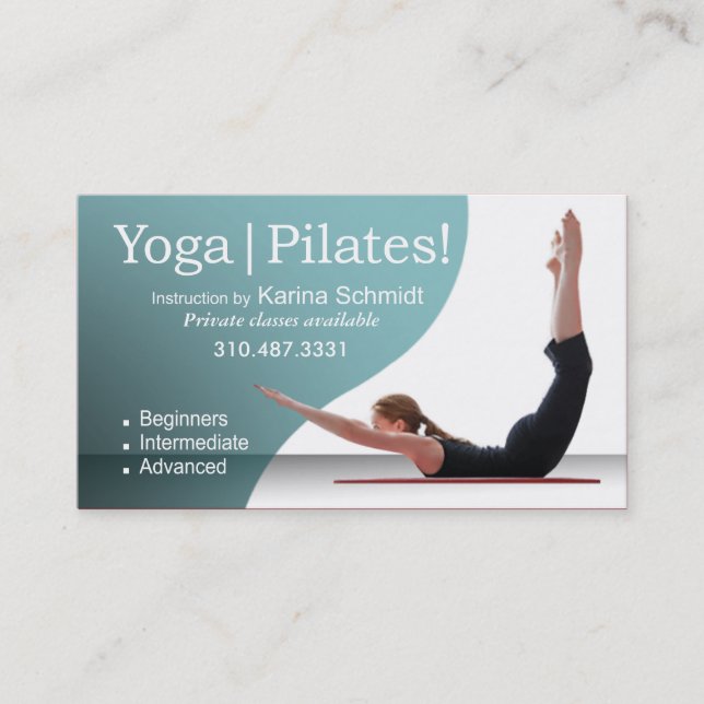 Carte De Visite "Yoga | Pilates !" Instruction de Pilates, classe (Devant)