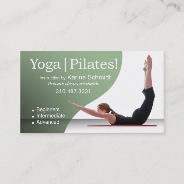 Carte De Visite "Yoga | Pilates !" Instruction de Pilates, classe (Devant)