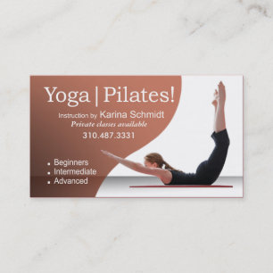 Carte De Visite "Yoga Pilates !" Instruction de Pilates, classe