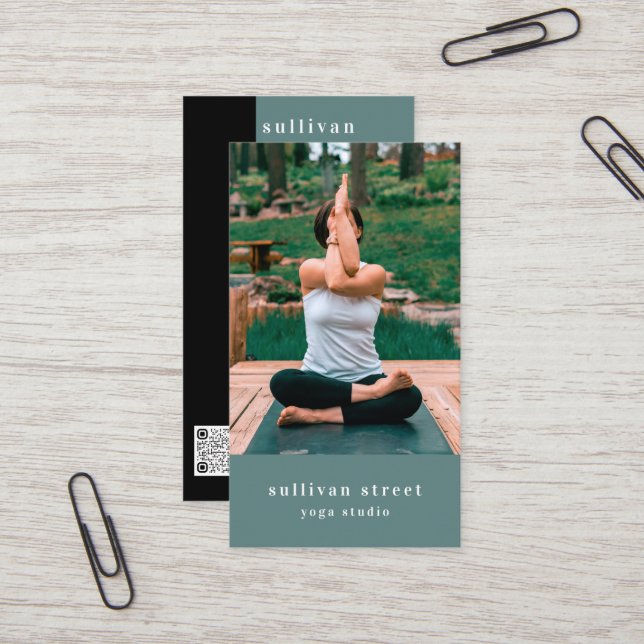 Carte De Visite Yoga Pose Photo Yoga Studio (Devant/Arrière en situation)