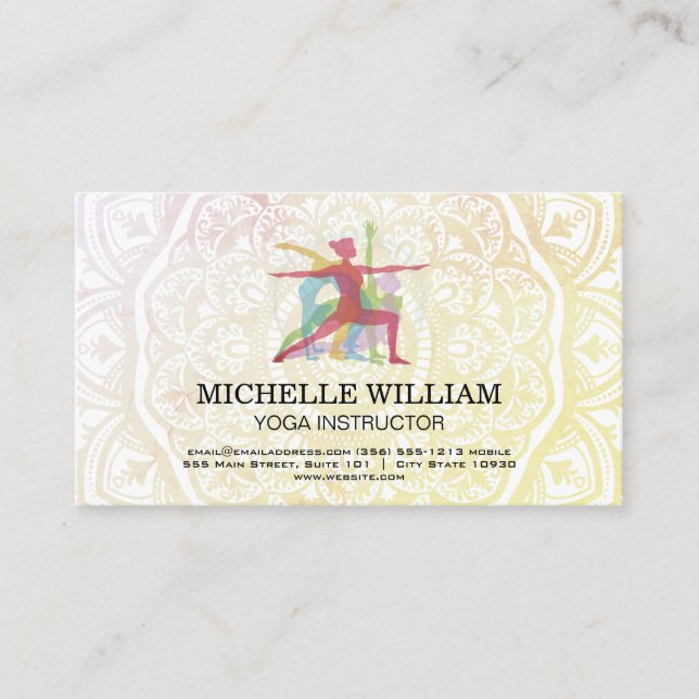 Carte De Visite Yoga Poses Mandala Motif (Devant)
