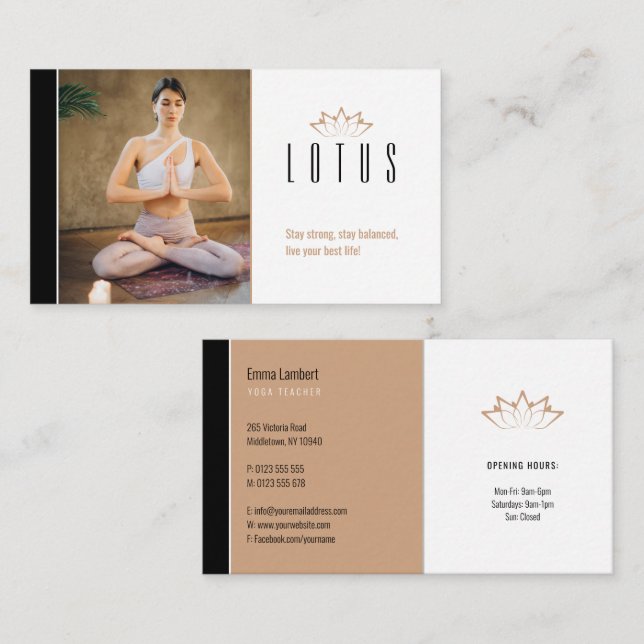 Carte De Visite Yoga | Professeur professionnel (Devant / Derrière)