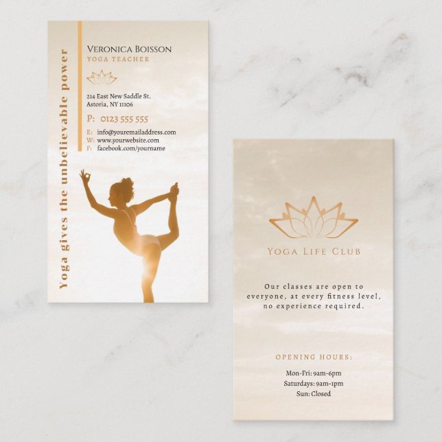 Carte De Visite Yoga | Professeur professionnel (Devant / Derrière)