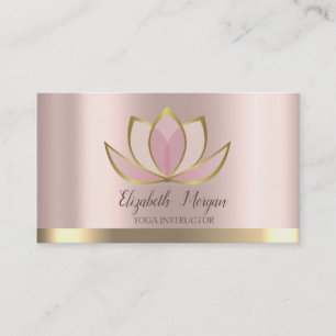 Carte De Visite Yoga Professionnel Lotus Gold Stripe
