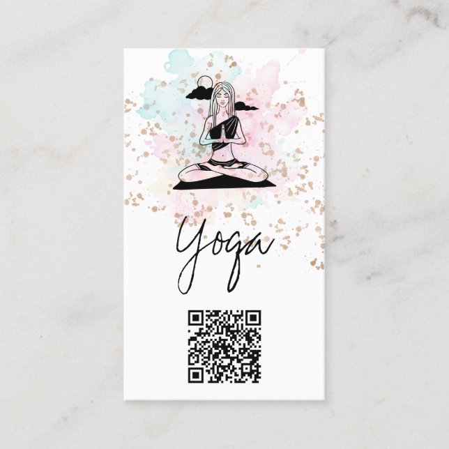 Carte De Visite *~*Yoga QR AP33 Nuage Spirituel Arc-en-ciel (Devant)
