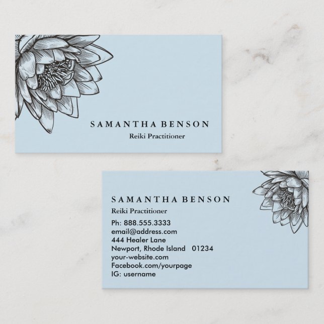 Carte De Visite Yoga Reiki Consommateur d'énergie léger Rempli Lot (Devant / Derrière)