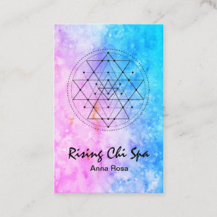 Carte De Visite Yoga sacré de la géométrie d'aquarelle de Reiki