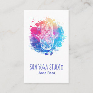 Carte De Visite Yoga sacré de main de Hamsa d'aquarelle de *~*