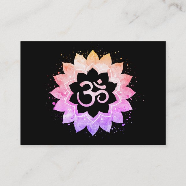 Carte De Visite *~* Yoga spirituel bouddhiste Om Aum Lotus Flower (Devant)