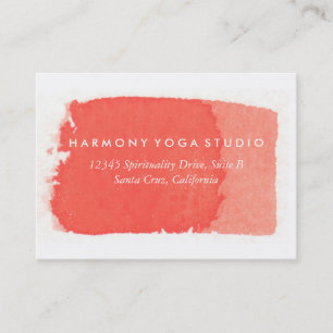 Carte De Visite Yoga Studio Coral Brush Stroke