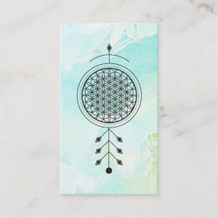 Carte De Visite *~* Yoga Totem Fleur de vie Pastel Floral Reiki