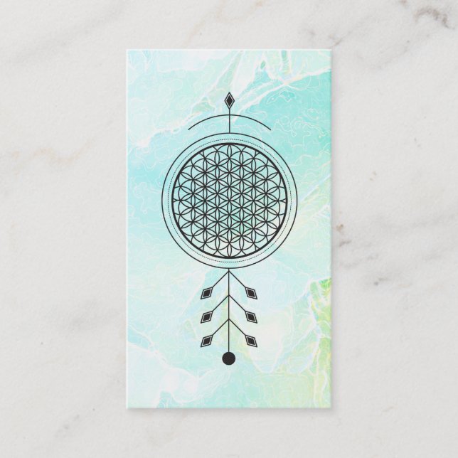 Carte De Visite *~* Yoga Totem Fleur de vie Pastel Floral Reiki (Devant)