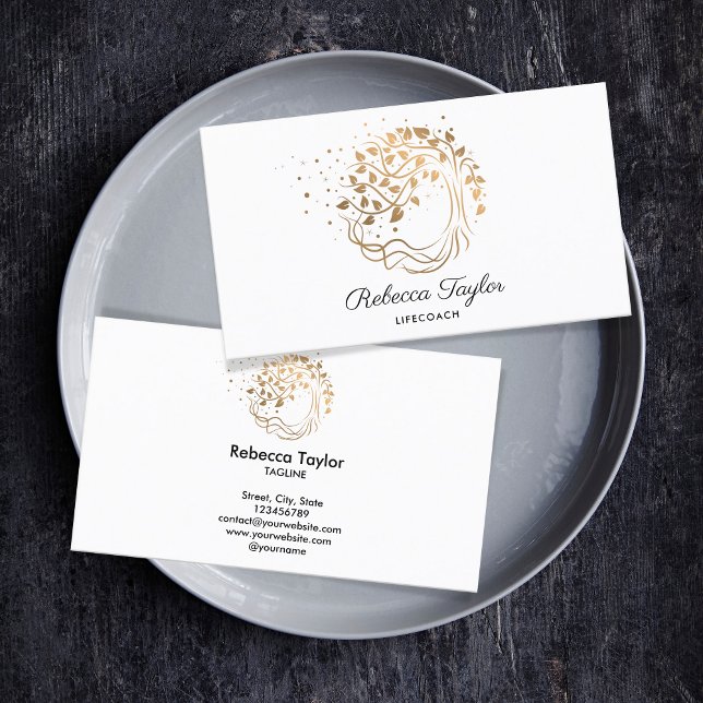 Carte De Visite yoga trendy coach de vie arbre de vie paysage (Créateur téléchargé)