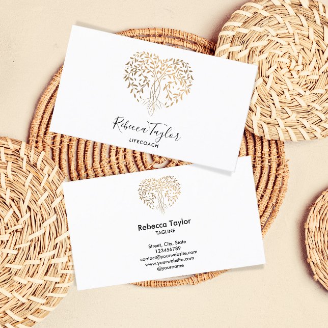 Carte De Visite yoga vie coach thérapie coeur arbre de vie (Créateur téléchargé)