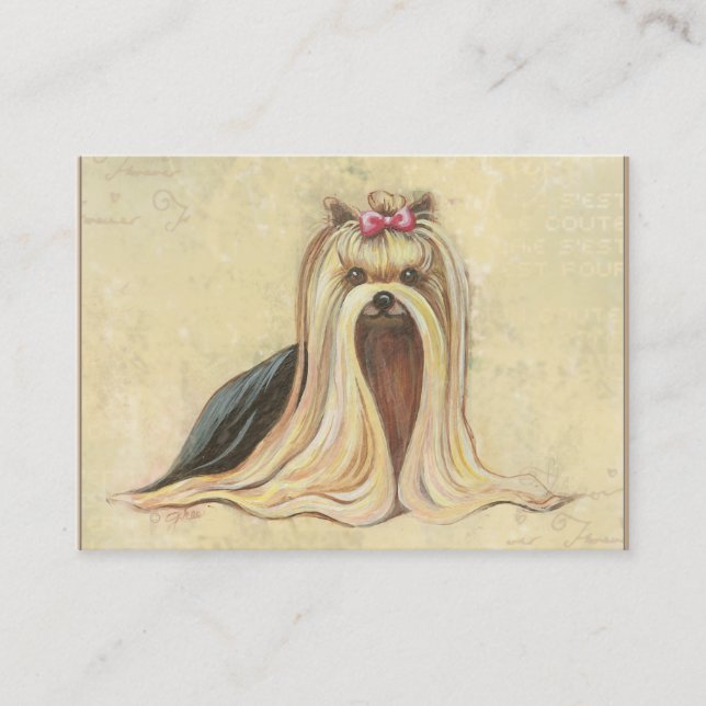 Carte De Visite Yorkie Portrait Peinture (Devant)