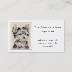 Carte De Visite Yorkshire Terrier Puppy Peinture Chien original