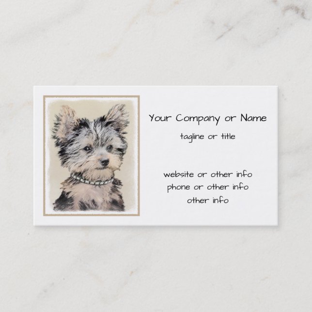Carte De Visite Yorkshire Terrier Puppy Peinture Chien original (Devant)