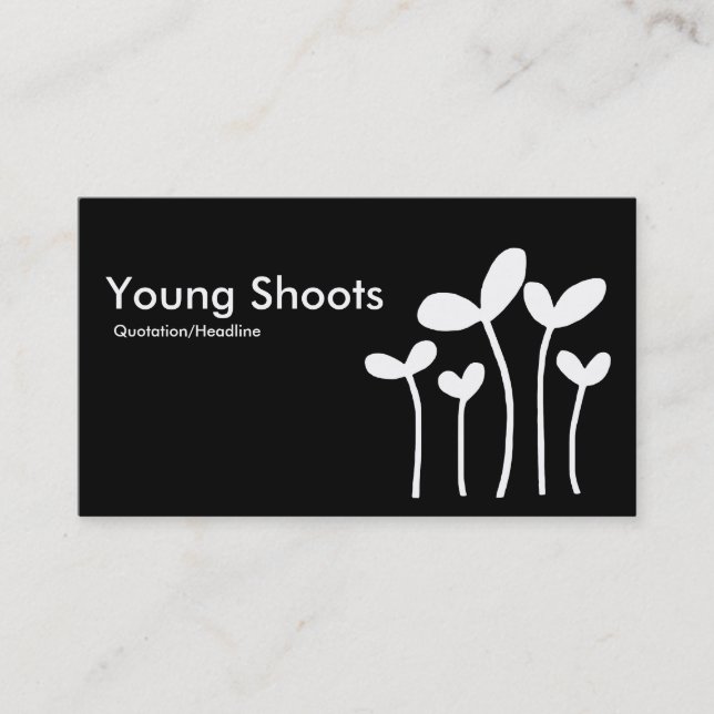 Carte De Visite Young Shoots v2 - Blanc sur noir (côtés alt) (Devant)