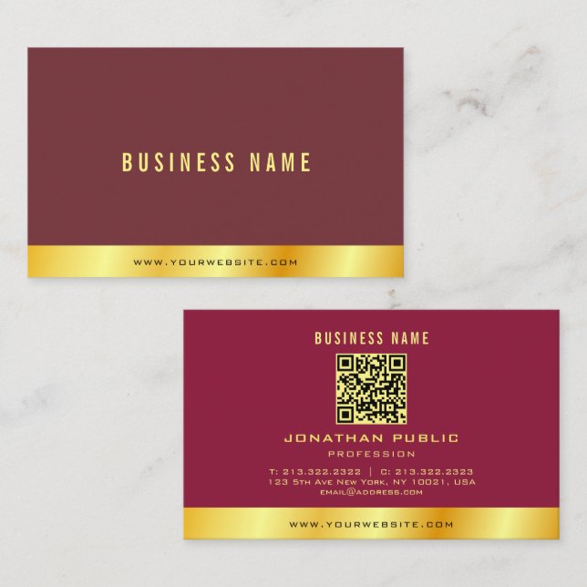 Carte De Visite Your Custom Text Elegant Gold Professional Luxe (Devant / Derrière)