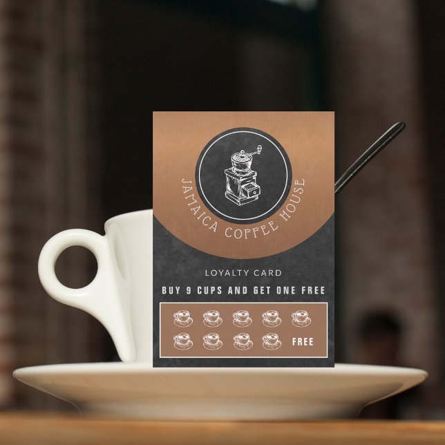 Carte De Visite Your logo coffee shop free coffee loyalty card (Créateur téléchargé)