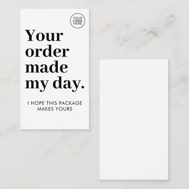 Carte De Visite Your Order Made My Day | Cute Business Thank You (Devant / Derrière)