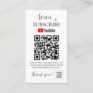 Carte De Visite YouTube Abonnez-vous au code QR Signal numérique