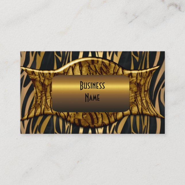 Carte De Visite Zebra Black Gold Elegant Business (Devant)