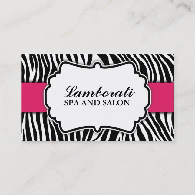 Carte De Visite Zebra Print Fashion Pink Chaud Elegant Modern Clas (Devant)