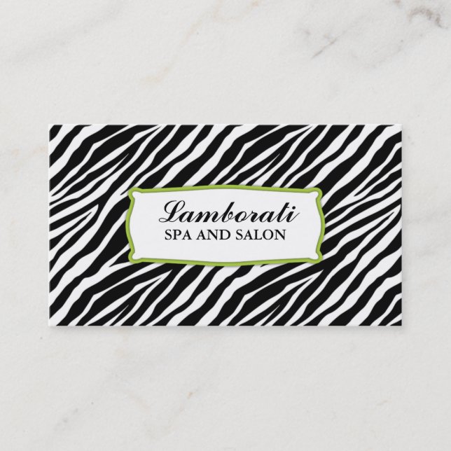 Carte De Visite Zebra Print Hairlist Salon coiffeur Vert (Devant)