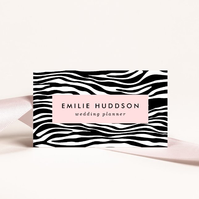 Carte De Visite Zebra Print, Zebra Stripes, Noir Et Blanc (Créateur téléchargé)