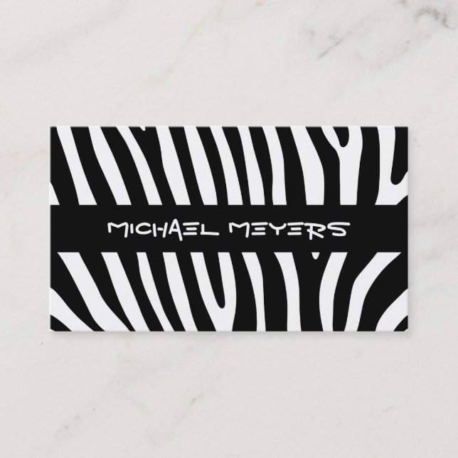 Carte De Visite Zebra rayures motif noir & blanc + vos idées (Devant)