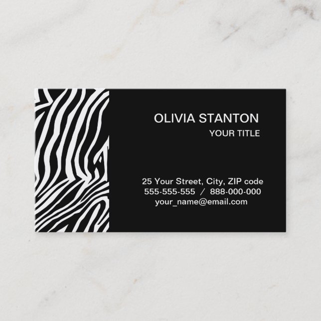 Carte De Visite Zebra skin motif (Devant)