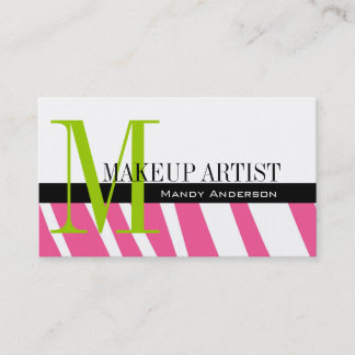 Carte De Visite Zebra Stripe Motif Monogramme maquillage Artiste