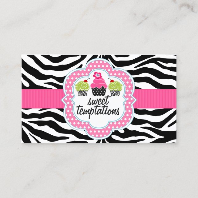 Carte De Visite Zebra Stripes Cupcake Boulangerie (Devant)