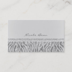 Carte De Visite Zèbre Blanc Paillettes Sequins Glam Chic Moderne