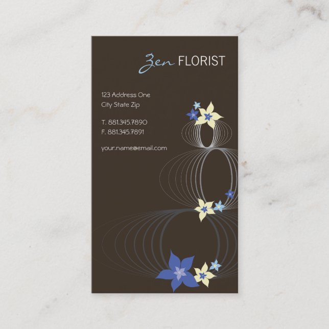 Carte De Visite Zen bleu Businesscards d'Ikebana de Frangipani de (Devant)