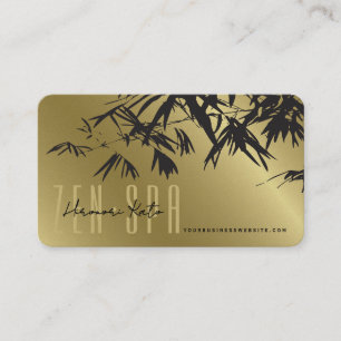 Carte De Visite Zen élégant de feuille d'or oriental et de bambou