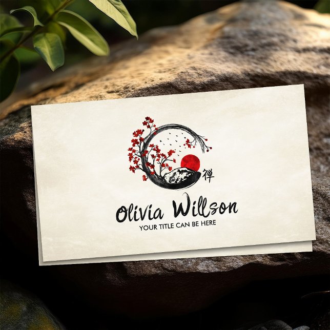 Carte De Visite Zen Enso Circle Sakura Soleil de l'arbre (Créateur téléchargé)