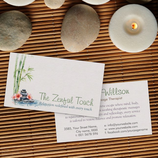 Carte De Visite Zen Serenity Spa Aquarelle Art (Créateur téléchargé)