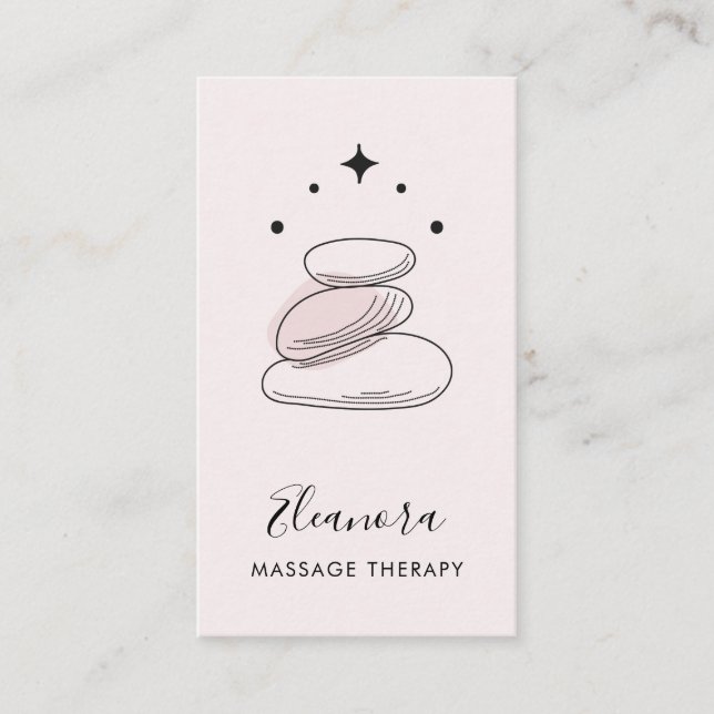 Carte De Visite Zen Stones Symbole Logo Blush Pink Massage Thérapi (Devant)