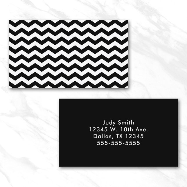 Carte De Visite Zig Zag blanc et noir (White and Black Zig Zag Business Card)