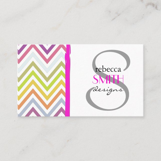 Carte De Visite Zigzag coloré, Zigzag arc-en-ciel, Chevron coloré (Devant)
