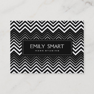 Carte De Visite Zigzag noir et blanc Chevron