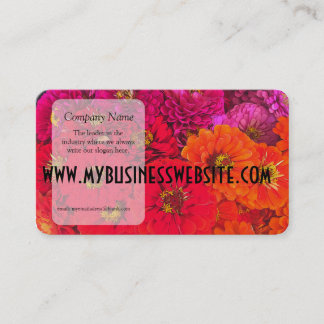 Carte De Visite Zinnias oranges rouge-rose