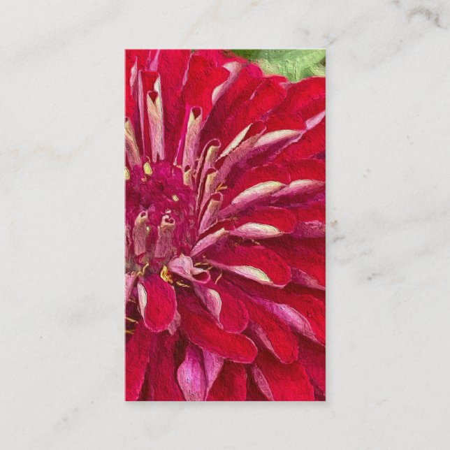 Carte De Visite Zinnias rouges modernes (Devant)