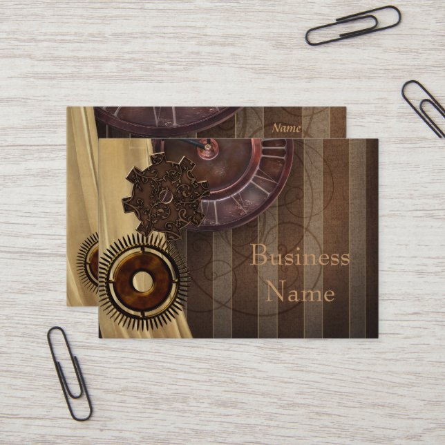 Carte de visite Zizzago Steampunk Design (Devant/Arrière en situation)
