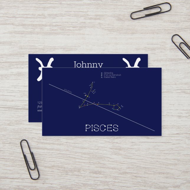 Carte De Visite Zodiaque Pisces (Devant/Arrière en situation)