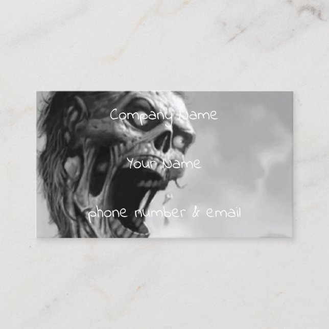 Carte De Visite zombi criard noir et blanc (Devant)