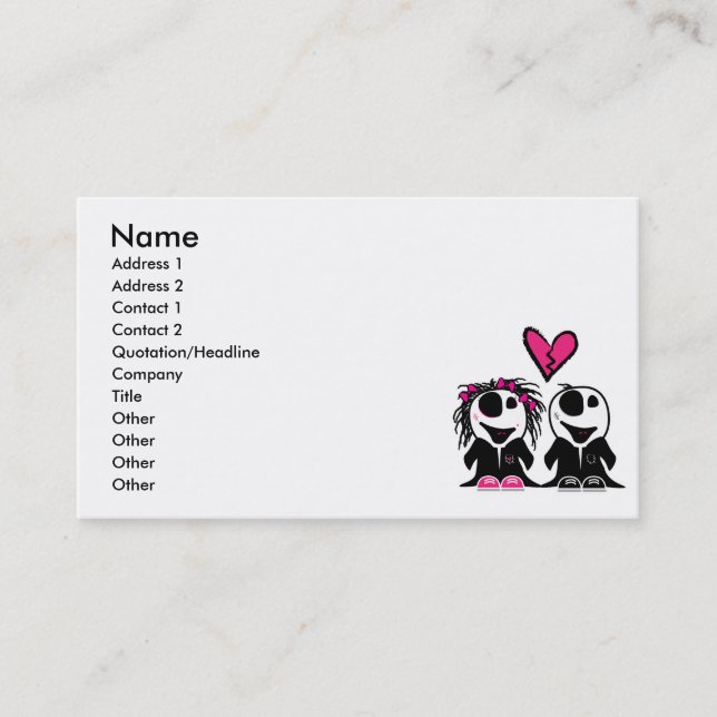 CARTE DE VISITE ZOMBIE LOVE (Devant)