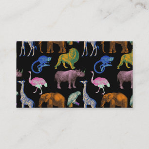 Carte De Visite Zoo Animaux couleurs vives Pop Art Amoureux des an
